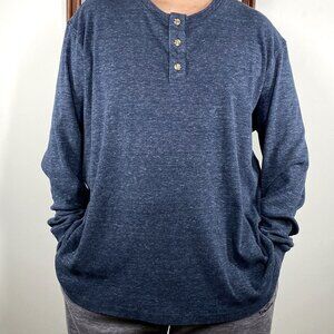 Levi's Henley Shirt Top Men's XXL Blue Long Sleeve Casual